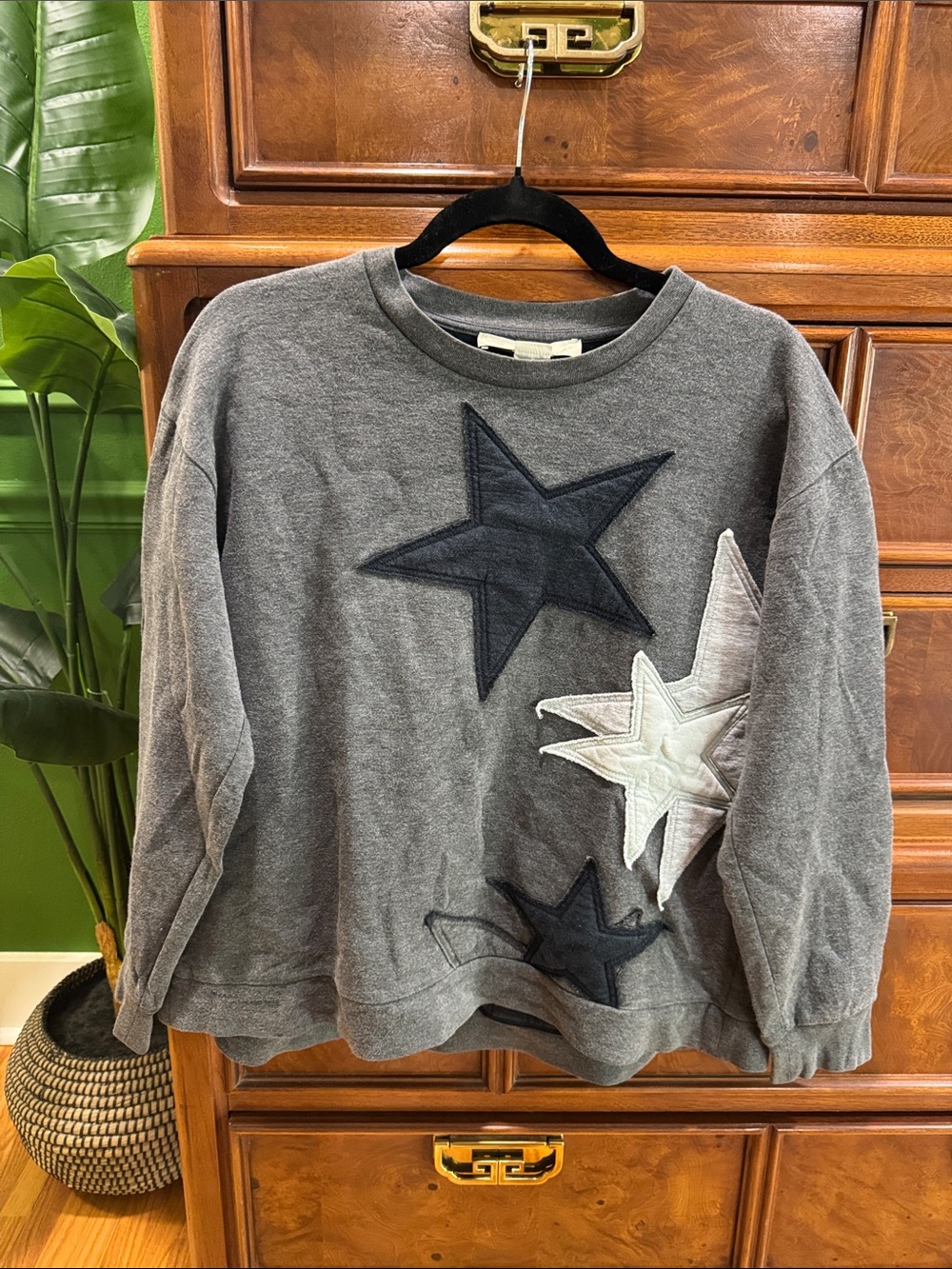 Stella McCartney Gray Sweatshirt with Star Appliqués